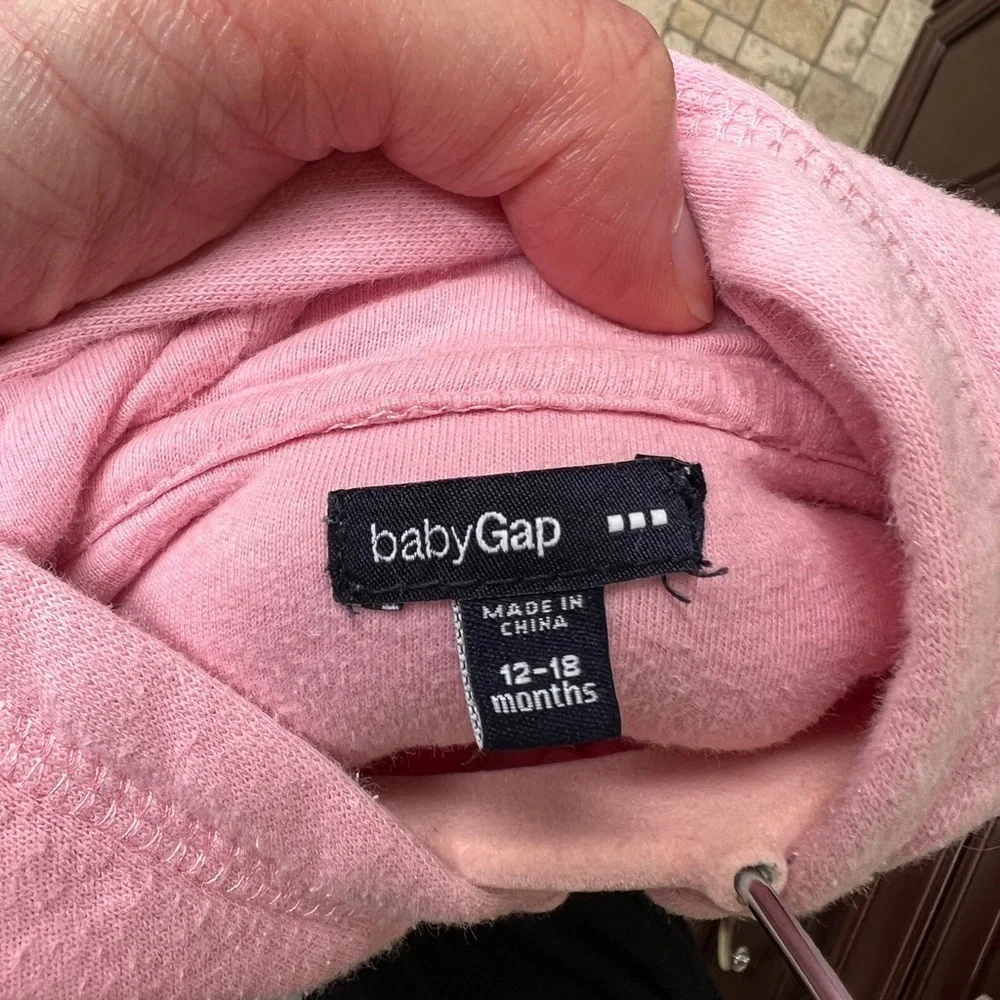 Baby Gap 12-18M pink Zip Up Hoodie Jacket with Bear Ears on Hood